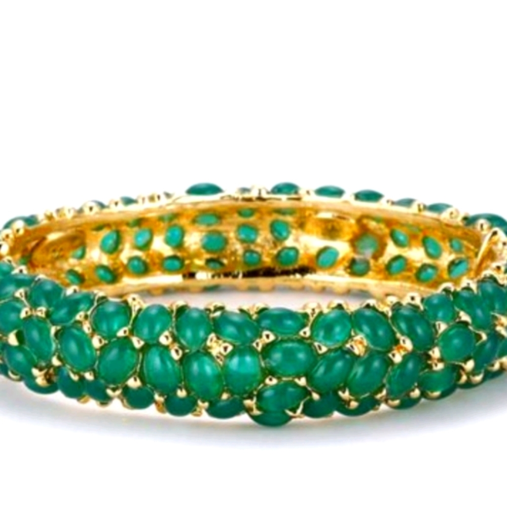 Kenneth Jay Lane NEW Emerald Green Stone/Gold Bracelet